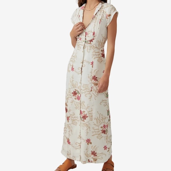 Free People Dresses & Skirts - Free People Rosemary Printed Midi in Ivory Combo sz xs NWT